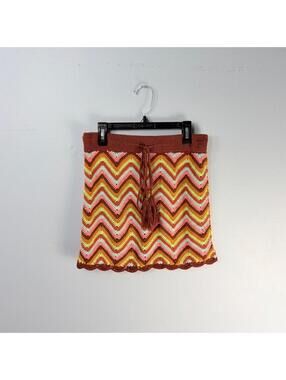 Forever 21 Boho Rainbow Chevron Knit Mini Skirt Size S Hippie